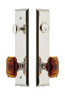 Grandeur HardwareFAVBCA_82Fifth Avenue Tall Plate Complete Entry Set with Baguette Amber Knob
