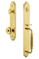 Grandeur HardwareARCFGRBOUArc One-Piece Handleset with F Grip and Bouton Knob