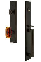 Grandeur HardwareCARDGRBCACarre' One-Piece Handleset with D Grip and Baguette Amber Knob