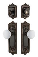 GrandeurWINHYD_ComboWindsor Plate with Hyde Park Porcelain Knob and matching Deadbolt