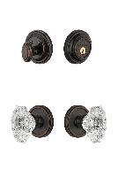 GrandeurGEOBIA_ComboGeorgetown Rosette with Biarritz Crystal Knob and matching Deadbolt