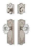 GrandeurPARBIA_ComboParthenon Plate with Biarritz Crystal Knob and matching Deadbolt