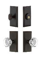 GrandeurCARCHM_ComboCarre Plate with Chambord Crystal Knob and matching Deadbolt