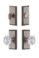 GrandeurCARVER_ComboCarre Plate with Versailles Crystal Knob and matching Deadbolt