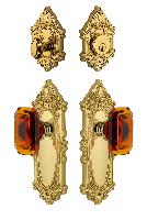 GrandeurGVCBCA_ComboGrande Vic Plate with Amber Baguette Crystal Knob and matching Deadbolt