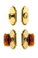 GrandeurARCBCA_ComboArc Plate with Amber Baguette Crystal Knob and matching Deadbolt