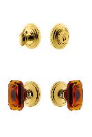 GrandeurCIRBCA_ComboCirculaire Rosette with Amber Baguette Crystal Knob and matching Deadbolt
