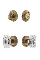 GrandeurCIRBCC_ComboCirculaire Rosette with Baguette Crystal Knob and matching Deadbolt