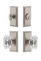 GrandeurCARBCC_ComboCarre Plate with Baguette Crystal Knob and matching Deadbolt