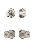 GrandeurGEOBOU_ComboGeorgetown Rosette with Bouton Knob and matching Deadbolt