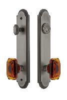 Grandeur HardwareARCBCA_82Arc Tall Plate Complete Entry Set with Baguette Amber Knob