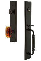 Grandeur HardwareCARFGRBCACarre' One-Piece Handleset with F Grip and Baguette Amber Knob