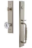 Grandeur HardwareCARFGRFONCarre' One-Piece Handleset with F Grip and Fontainebleau Knob