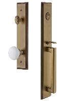 Grandeur HardwareCARDGRHYDCarre' One-Piece Handleset with D Grip and Hyde Park Knob