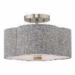 Livex
51362-91
2 Lt Brushed Nickel Ceiling Mount Hand Crafted Gray Fabric Hardback Shade Brushed N